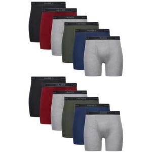 Hanes Men’s Underwear, Cotton Boxer Briefs, Moisture-Wicking, Assorted Solids, 12-Pack(Black/Blue/Green – 12 Pack)