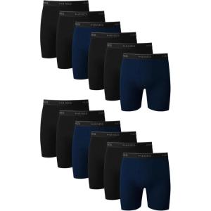 Hanes Men’s Underwear, Cotton Boxer Briefs, Moisture-Wicking, Assorted Solids, 12-Pack(Navy/Black – 12 Pack)
