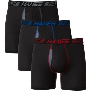 Hanes Men’s Underwear Pack, 3-Pack, Total Support Pouch Boxer Briefs or Trunks, Moisture-Wicking Underwear for Men(Black)