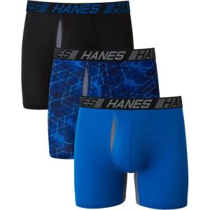 Hanes Men’s Underwear Pack, 3-Pack, Total Support Pouch Boxer Briefs or Trunks, Moisture-Wicking Underwear for Men(Blue/Black)