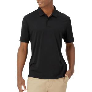 Hanes Moves Performance, Short Sleeve Polo Shirt for Men, Moisture-Wicking(Black)