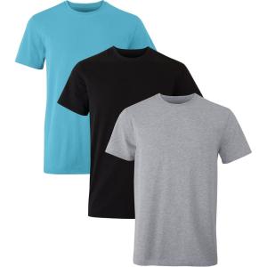 Hanes Originals Crew T Pack, Stretch Cotton Men, Moisture-Wicking Tee Shirts, 3-Pack(Chambray Jade  Black  Concrete Heather)