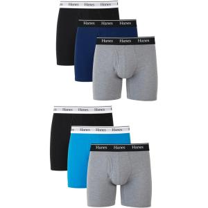 Hanes Originals Men’s Boxer Briefs & Trunks, Stretch Cotton Moisture-Wicking Underwear, Modern Fit Low Rise, Multipacks(Regular Leg – Grey/Blue/Black – 6 Pack)