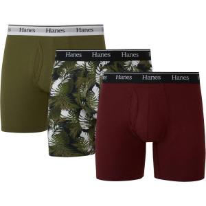 Hanes Originals Men’s Boxer Briefs & Trunks, Stretch Cotton Moisture-Wicking Underwear, Modern Fit Low Rise, Multipacks(Regular Leg – Maroon/Cargo Olive – 3 Pack)