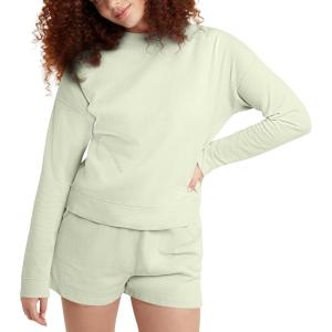Hanes Originals Women’s Fleece Sweatshirt, Midweight Sweatshirt for Women, Placed Flowers(Chic Lime)