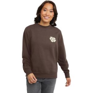 Hanes Originals Women’s Fleece Sweatshirt, Midweight Sweatshirt for Women, Placed Flowers(Dark Crimson)