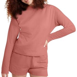 Hanes Originals Women’s Fleece Sweatshirt, Midweight Sweatshirt for Women, Placed Flowers(Nantucket Red)
