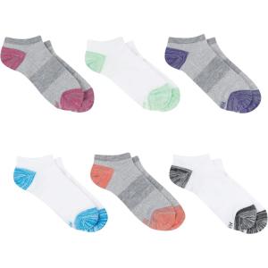 Hanes Performance No Show, Lightweight X-Temp Cooling Socks for Women, 6-Pack(Grey/White)
