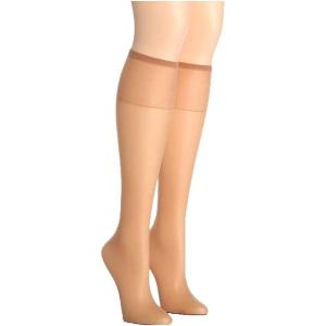 Hanes Silk Reflections Women’s Knee High Reinforce Toe 2 Pack(Little Color)