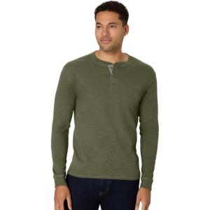 Hanes T Beefyt Henley, Men’s Cotton Long Sleeve Shirts(Camouflage Green Htr)
