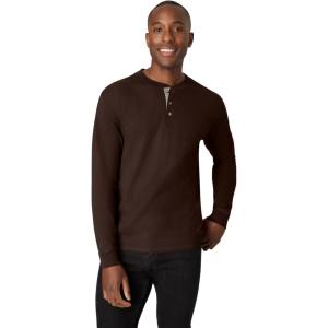 Hanes T Beefyt Henley, Men’s Cotton Long Sleeve Shirts(Dark Truffle)