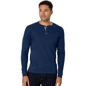 Hanes T Beefyt Henley, Men’s Cotton Long Sleeve Shirts(Navy Heather)