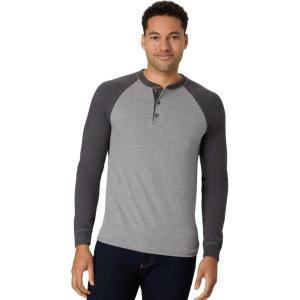 Hanes T Beefyt Henley, Men’s Cotton Long Sleeve Shirts(Oxford Gray/Slate Heather)