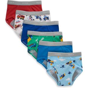 Hanes Toddler Boys’ Potty Trainer Underwear, Light Leaks Boxer Briefs & Briefs Available, 6 & 7 Pack(Blue/Print Assorted – 6 Pack)