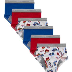 Hanes Toddler Boys’ Potty Trainer Underwear, Light Leaks Boxer Briefs & Briefs Available, 6 & 7 Pack(Red/Blue/White Tractor – 6 Pack)