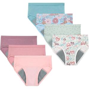 Hanes Toddler Girls’ Potty Trainer Brief, Moisture-Wicking Panty, Odor Protection Potty Trainer Underwear, 6-Pack(Mauve/Hearts/Floral – 7 Pack)