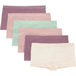 Hanes Tween Girls Underwear, Seamless Girls Panties, Boyshort & Hipster, Assorted Colors, 6-Pack(Ivory/Mint/Pink/Plum – 6 Pack)