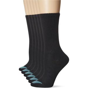 Hanes Ultimate 6-Pack Women’s Lightweight Breathable Wicking Cool Comfort Crew Socks(Black)