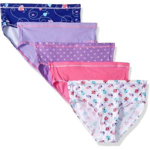 Hanes Ultimate Girls’ Underwear, Cotton Stretch Panties, Briefs, Bikinis, & Hipsters, 5-Pack(Pink Print Assorted)