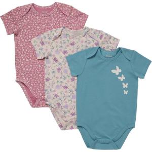 Hanes Unisex Baby Pure Comfort Short Sleeve Bodysuits, Infant Bodysuits, Boys & Girls, 3-pack(Rose/Blush/Blue)