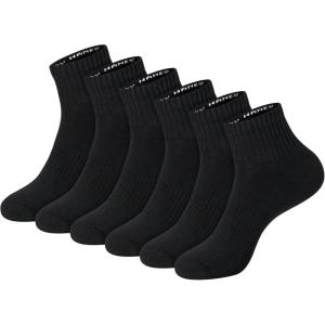 Hanes Unisex Plain White Socks Pack or Plain Black Socks Pack, Men’s, Women’s & Teen Sizes, Crew and Ankle 6-Packs(Black)