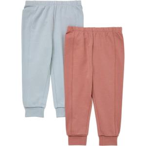 Hanes Unisex Pure Comfort French Terry Joggers, Girl and Baby Boy Pants, 2-Pack(Silver/Rust)