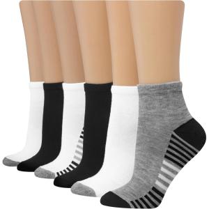 Hanes Women’s 6-Pair Comfort Fit Ankle Socks(Grey/White/Black – 6 Pack)