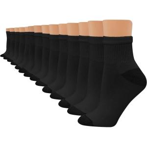 Hanes Women’s Ankle, Moisture-Wicking Socks for Women, Cushioned Athletic Ankle Socks, 14-Pack(Black – 14 Pack)