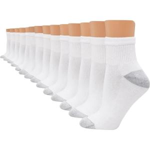 Hanes Women’s Ankle, Moisture-Wicking Socks for Women, Cushioned Athletic Ankle Socks, 14-Pack(White – 14 Pack)