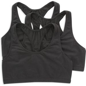 Hanes Women’s Cotton Racerback Bralette Pack, Breathable Low Impact Sports Bra, 3-Pack(Black/Black/Black)