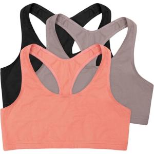 Hanes Women’s Cotton Racerback Bralette Pack, Breathable Low Impact Sports Bra, 3-Pack(Black/Spiced Fig/Terra Red)