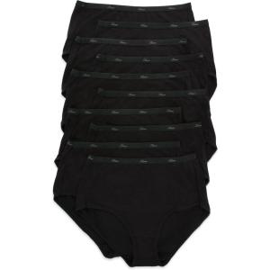 Hanes Women’s Cotton Value Pack, 10-Pack, Assorted Brief Underwear (Colors May Vary)(All Black)