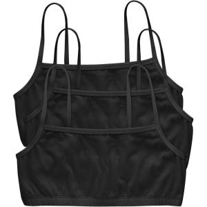 Hanes Women’s Cropped Bralette Pack, 3-Pack, Breathable Crop Top Bras, Solid or Assorted, 3-Pack(Black/Black/Black)