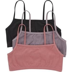 Hanes Women’s Cropped Bralette Pack, 3-Pack, Breathable Crop Top Bras, Solid or Assorted, 3-Pack(Black/Spiced Fig/Terra Red)