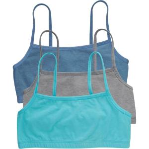 Hanes Women’s Cropped Bralette Pack, 3-Pack, Breathable Crop Top Bras, Solid or Assorted, 3-Pack(Denim Jacket/Concrete Heather/Ultra Blue)
