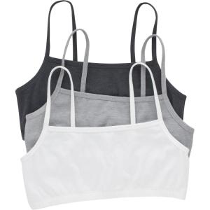 Hanes Women’s Cropped Bralette Pack, 3-Pack, Breathable Crop Top Bras, Solid or Assorted, 3-Pack(Moonlite Heather/Concrete Heather/White)