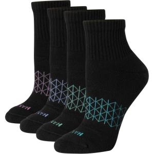 Hanes Women’s Cushioned Ankle Socks, Absolute Active Ankle Socks For Women, Seamless Toe, 4-Prs(Black)