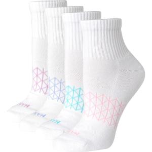 Hanes Women’s Cushioned Ankle Socks, Absolute Active Ankle Socks For Women, Seamless Toe, 4-Prs(White)