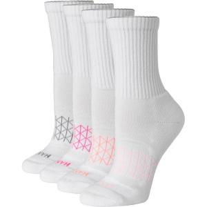 Hanes Women’s Cushioned Crew Socks, Absolute Active Crew Socks For Women, Seamless Toe, 4-Pairs(White)