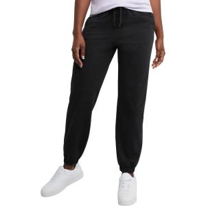 Hanes Womens Essential Jogger Pants, Drawstring Sweatpants for Women, 100% Cotton Jersey, 29″(Black)