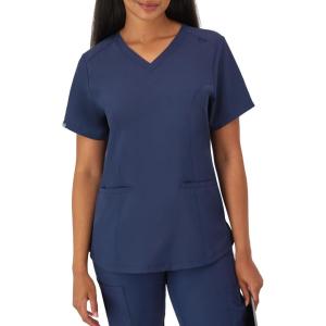 Hanes Women’s Healthcare Top with V-Neckline, Moisture-Wicking Stretch Scrub Shirts(Athletic Navy)