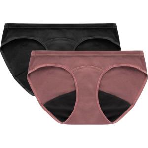 Hanes Women’s Maternity Light Leak Hipster Underwear, Under The Belly, Pregnancy & Post Partum Panty, 2-pk(Mauve Noir/Black)