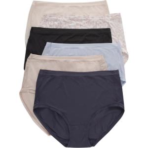 Hanes Women’s Microfiber Stretch Underwear Pack, Comfort Flex Fit Brief Bikini or Thong Panties, 6-Pack(Assorted Modern Brief)
