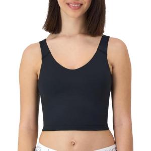 Hanes Women’s Moves Bralette, V-Neck Cropped Pullover, Built-in Shelf Bra, Odor Control(Black)