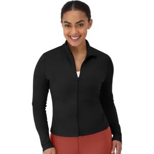 Hanes Women’s Moves Workout, Soft & Stretchy Yoga, Moisture-Wicking Full-Zip Studio Jacket(Black)