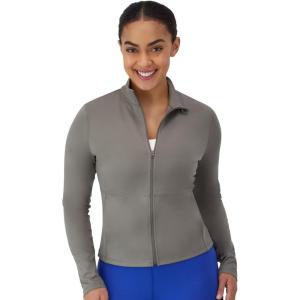 Hanes Women’s Moves Workout, Soft & Stretchy Yoga, Moisture-Wicking Full-Zip Studio Jacket(Cool Grey)