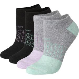 Hanes Women’s No-Show, 4 Pairs, Absolute Active Socks, Moisture-Wicking, Cushioned(Grey)