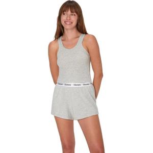 Hanes Women’s Originals Comfywear Rib Crop Tank and Sleep Shorts, 2-Piece Set(Heritage Grey Marle / Heritage Grey Marle)