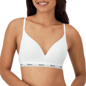Hanes Women’s Originals Full Coverage Contour Wireless Stretch Cotton T-Shirt Bra(White)