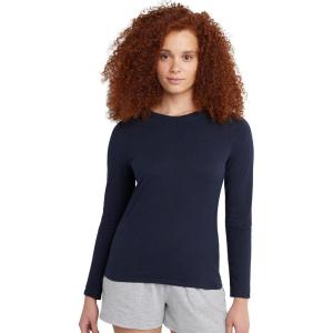 Hanes Women’s Originals Long Sleeve Cotton T-Shirt, Lightweight Crewneck Tee, Modern Fit(Navy)